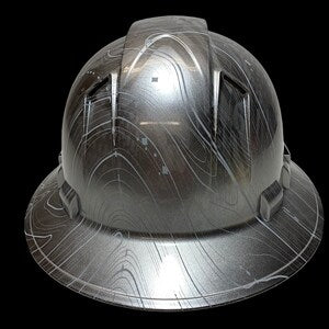 Custom Hard Hat Silver Metallic Midnight American Flag Black Ops Hydro Dipped Full Brim Vented Ridgeline