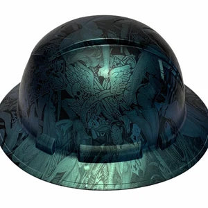 Custom Hydro Dipped Hard Hat Blue Green Chameleon Naughty Boy Full Brim Ridgeline