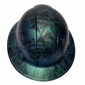 Custom Hydro Dipped Hard Hat Blue Green Chameleon Naughty Boy Full Brim Ridgeline