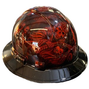 Hard Hat Ridgeline Full Brim Custom Red Reaper w/Black Brim Hydro Dipped