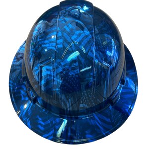 Custom Ridgeline Full Brim Hard Hat Chrome Kandy Blue Negative Flags