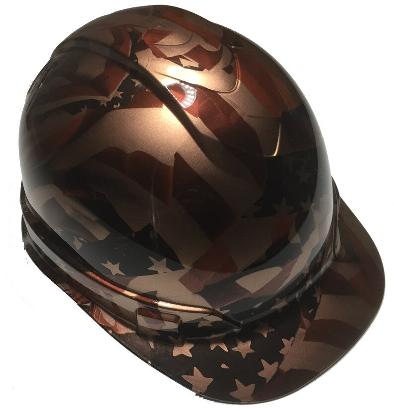 Hard Hat Cap Style Custom Copper Metallic American Flags