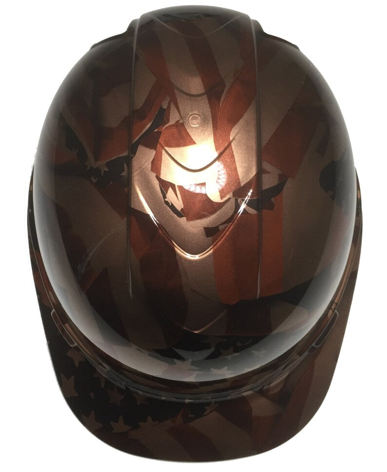 Hard Hat Cap Style Custom Copper Metallic American Flags