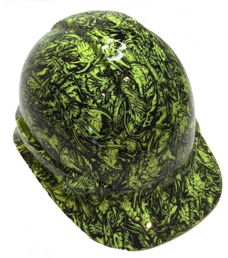 Custom Hard Hat Hi Vis Green Dragons Ridgeline Cap Style