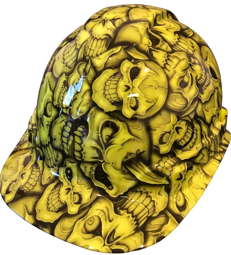 Custom Hard Hat Hi Vis Green Insanity Skulls Ridgeline Cap Style