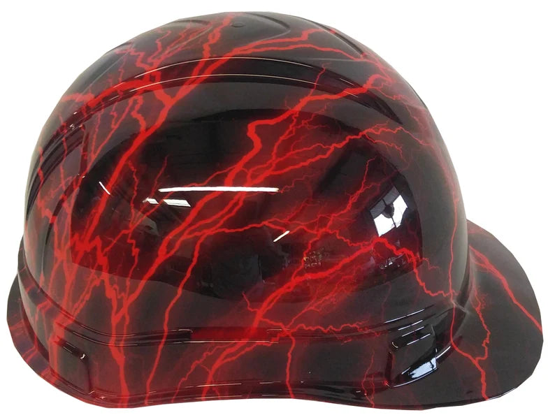 Hard Hat Ridgeline Cap Style Custom Red Lightning