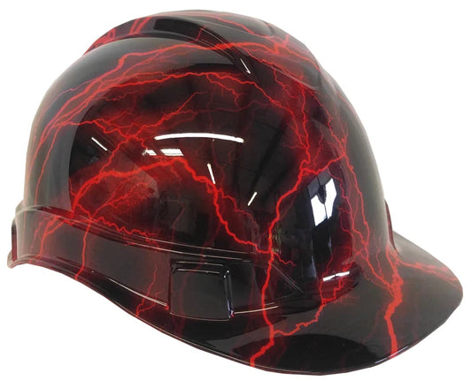 Hard Hat Ridgeline Cap Style Custom Red Lightning