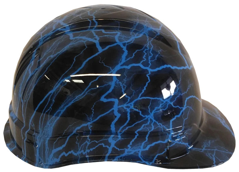 Hard Hat Ridgeline Cap Style Custom Light Blue Lightning