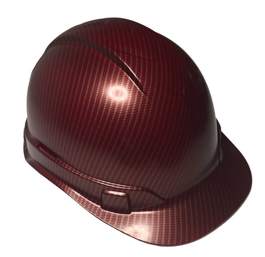 Custom Hard Hat Brandywine Red Gold Carbon Fiber Dipped Cap Style Ridgeline