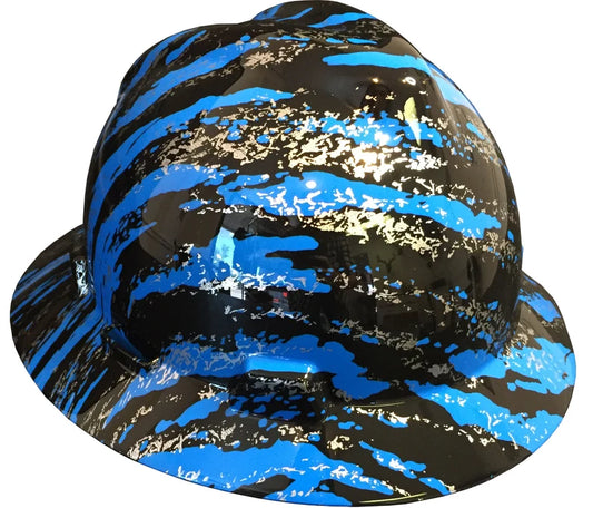 Hard Hat MSA V-Gard Full Brim Custom Blue Marble Splash