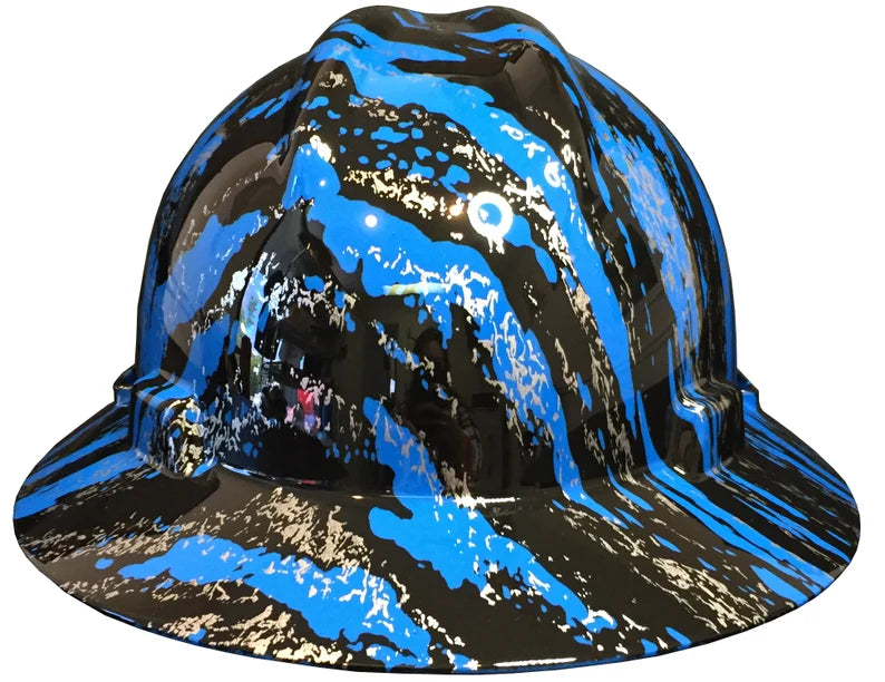 Hard Hat MSA V-Gard Full Brim Custom Blue Marble Splash