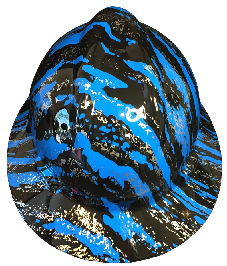 Hard Hat MSA V-Gard Full Brim Custom Blue Marble Splash