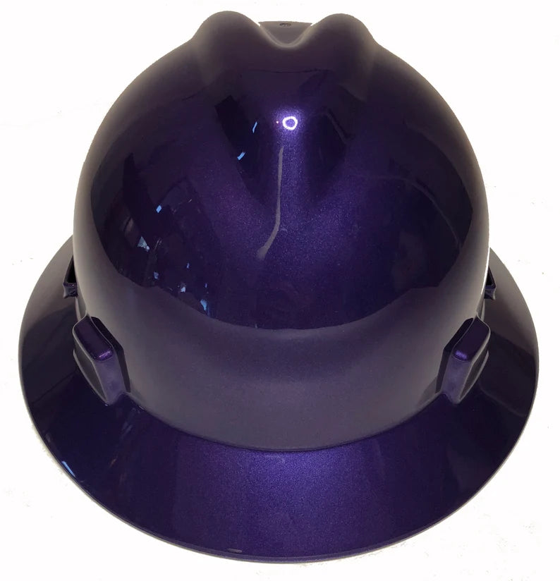 Custom Painted Hard Hat Plum Crazy Purple MSA V-Gard Full Brim