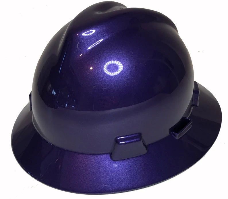 Custom Painted Hard Hat Plum Crazy Purple MSA V-Gard Full Brim