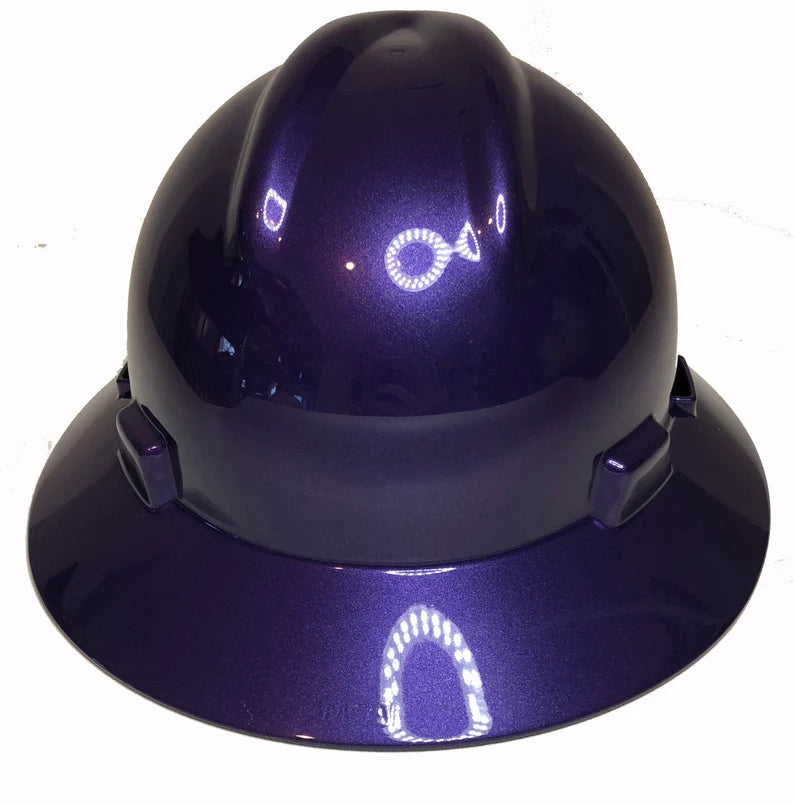 Custom Painted Hard Hat Plum Crazy Purple MSA V-Gard Full Brim