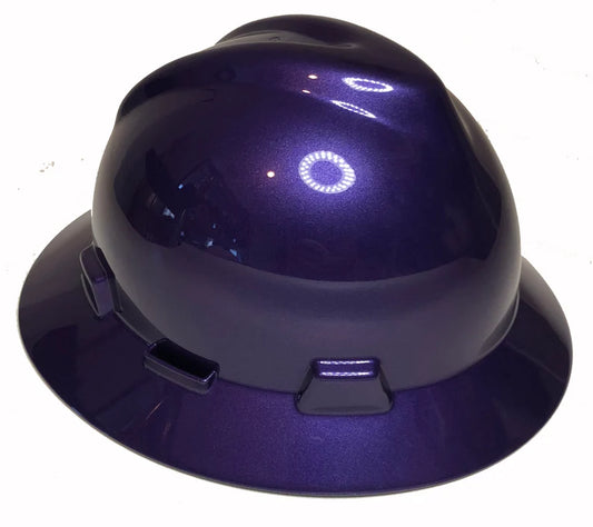 Custom Painted Hard Hat Plum Crazy Purple MSA V-Gard Full Brim