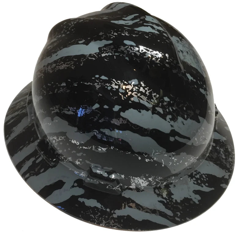 Hard Hat MSA V-Gard Full Brim Custom Gray Marble Splash