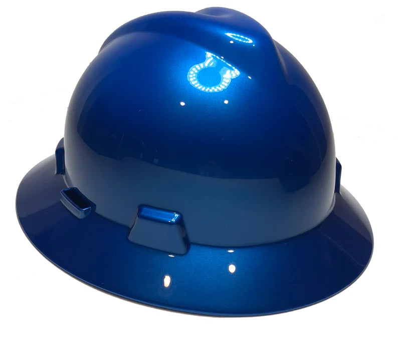 Custom Hard Hat Speedway Blue MSA V-Gard Full Brim