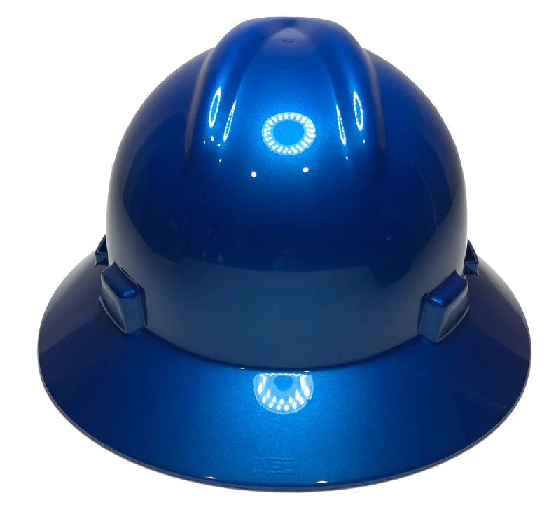 Custom Hard Hat Speedway Blue MSA V-Gard Full Brim