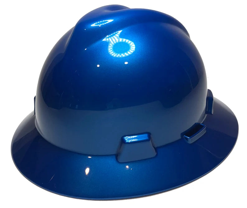 Custom Hard Hat Speedway Blue MSA V-Gard Full Brim