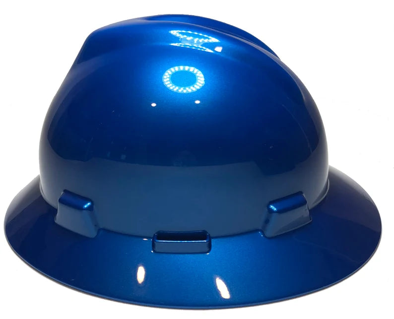 Custom Hard Hat Speedway Blue MSA V-Gard Full Brim