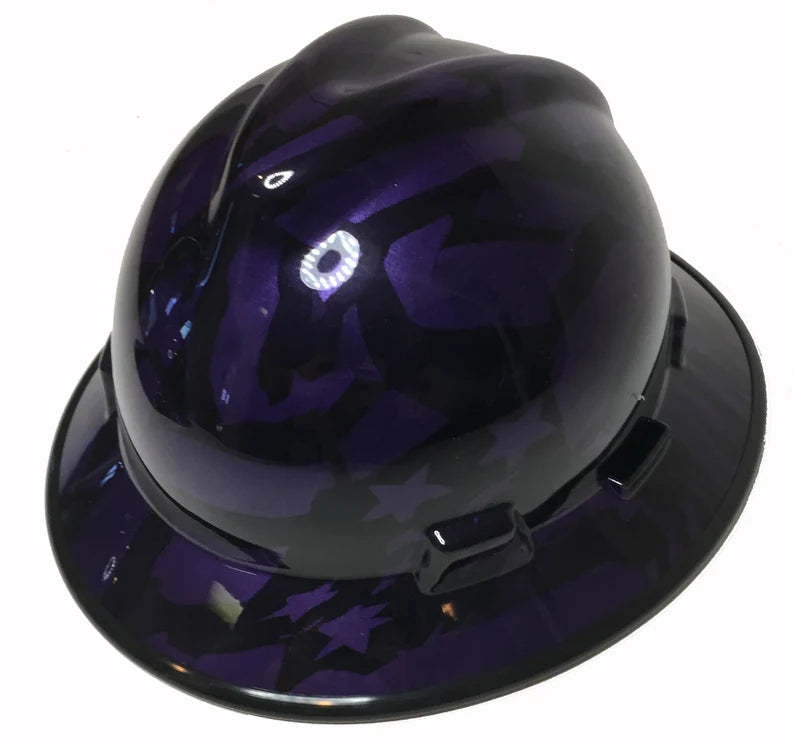 Custom Hard Hat Plum Crazy Purple Midnight American Flags