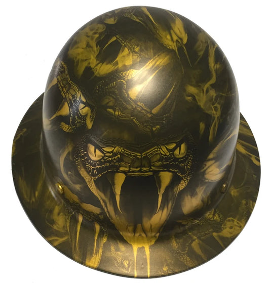 Custom Hard Hat Hydro Dipped HOK Gold Viper MSA SkullGard Full Brim