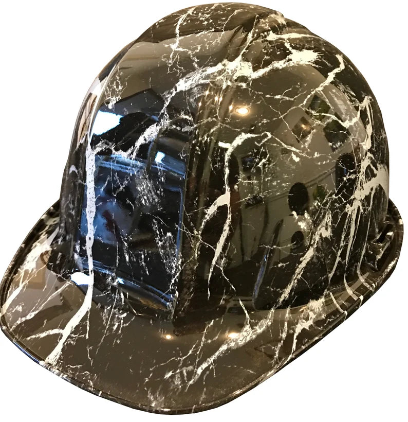 Hard Hat Pyramex SL Series Cap Style Custom Hydro Dipped Black Marble