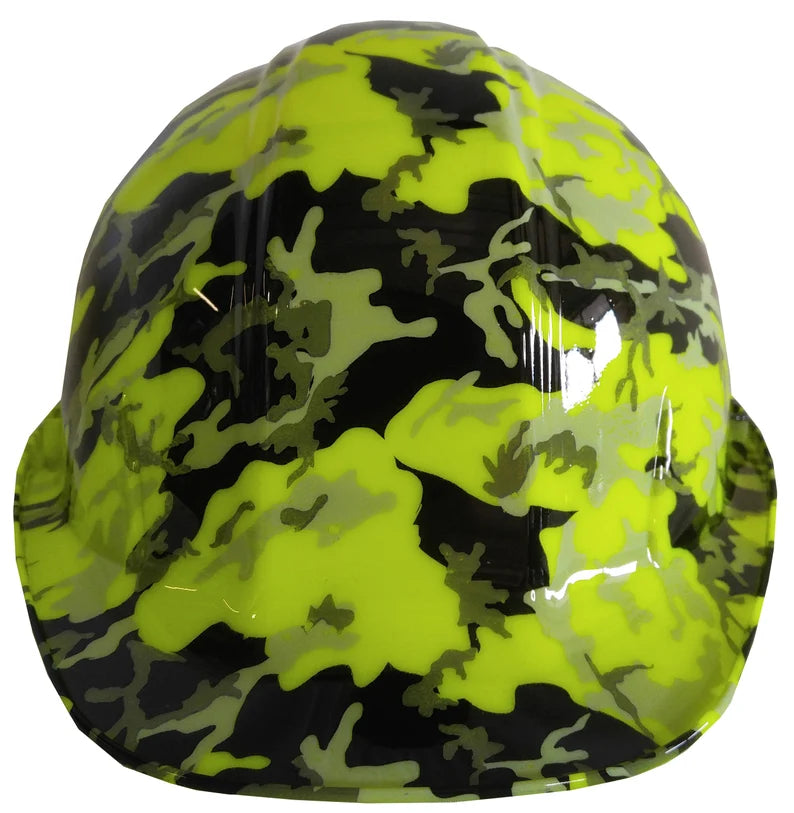 Hard Hat SL Series Cap Style Custom Hydro Dipped Hi Vis Green Camo