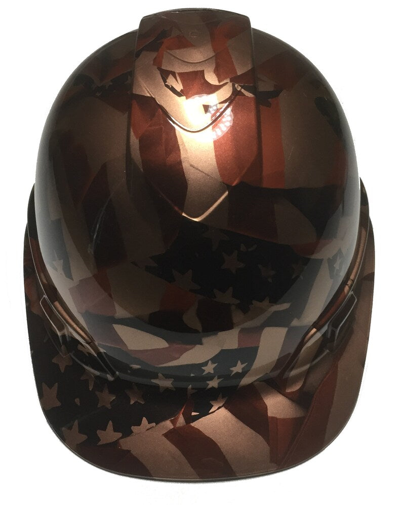 Hard Hat Cap Style Custom Copper Metallic American Flags