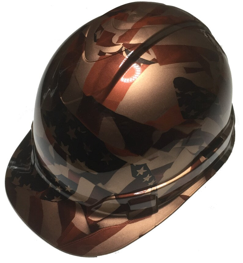 Hard Hat Cap Style Custom Copper Metallic American Flags