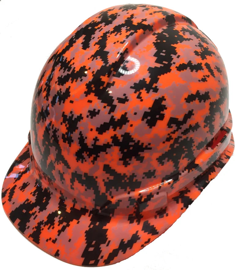 Hard Hat Ridgeline Cap Style Custom Hi Vis Orange Digital Camo