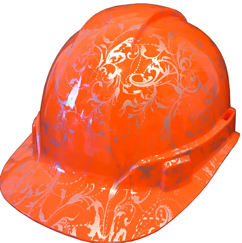 Hard Hat Ridgeline Cap Style Hi Vis Orange Lilies Hydro Dipped