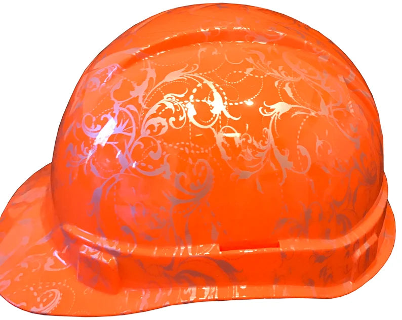 Hard Hat Ridgeline Cap Style Hi Vis Orange Lilies Hydro Dipped