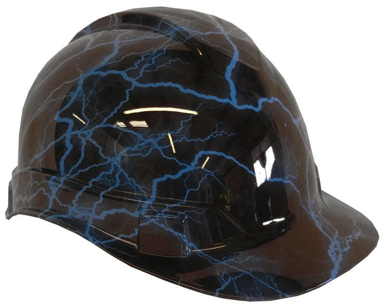 Hard Hat Ridgeline Cap Style Custom Light Blue Lightning