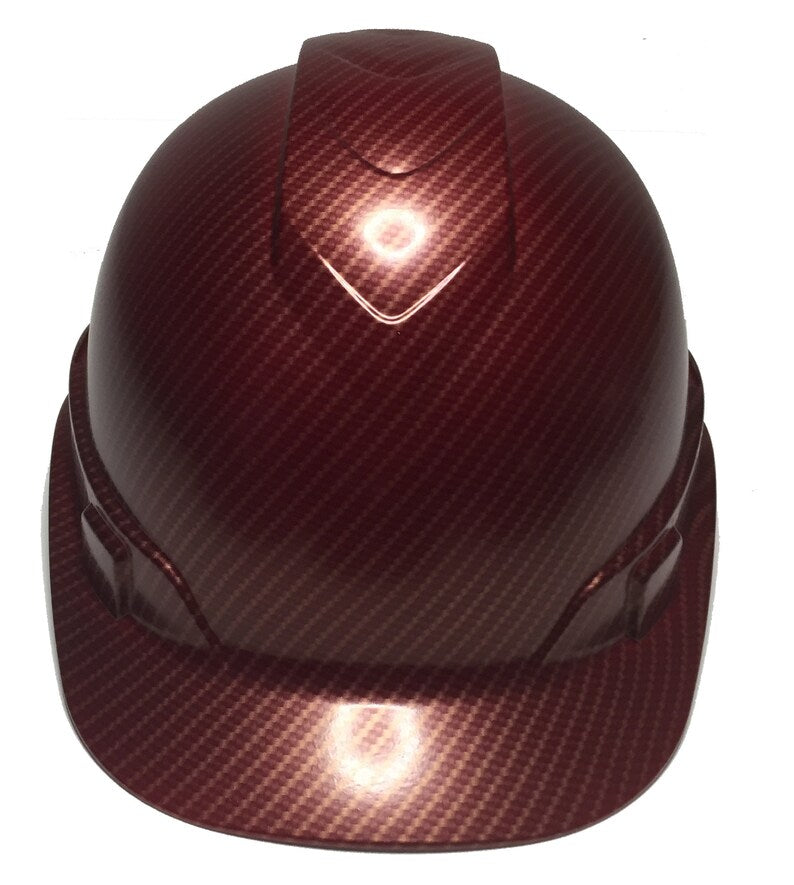 Custom Hard Hat Brandywine Red Gold Carbon Fiber Dipped Cap Style Ridgeline