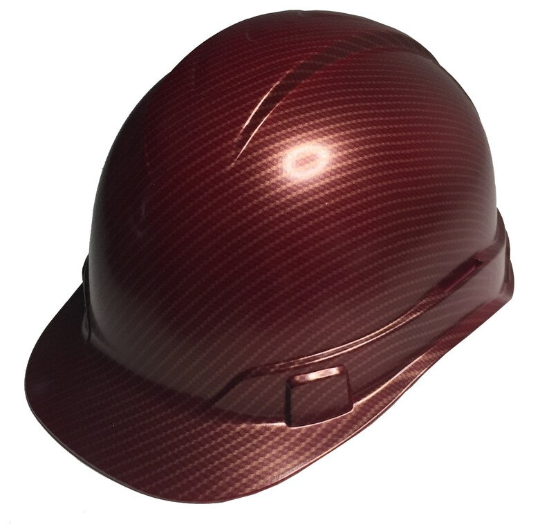 Custom Hard Hat Brandywine Red Gold Carbon Fiber Dipped Cap Style Ridgeline