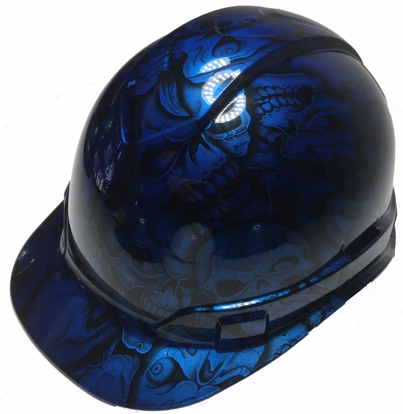 Custom Hard Hat Speedway Blue Insanity Skulls Cap Style Ridgeline