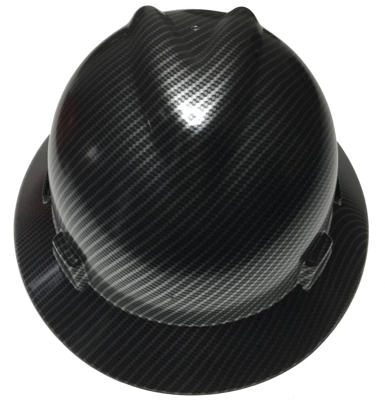 Hard Hat MSA V-Gard Full Brim Custom Hydro Dipped True Weave Carbon Fiber