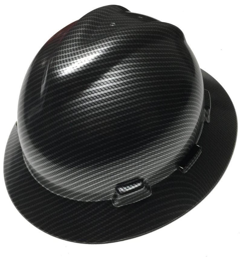 Hard Hat MSA V-Gard Full Brim Custom Hydro Dipped True Weave Carbon Fiber