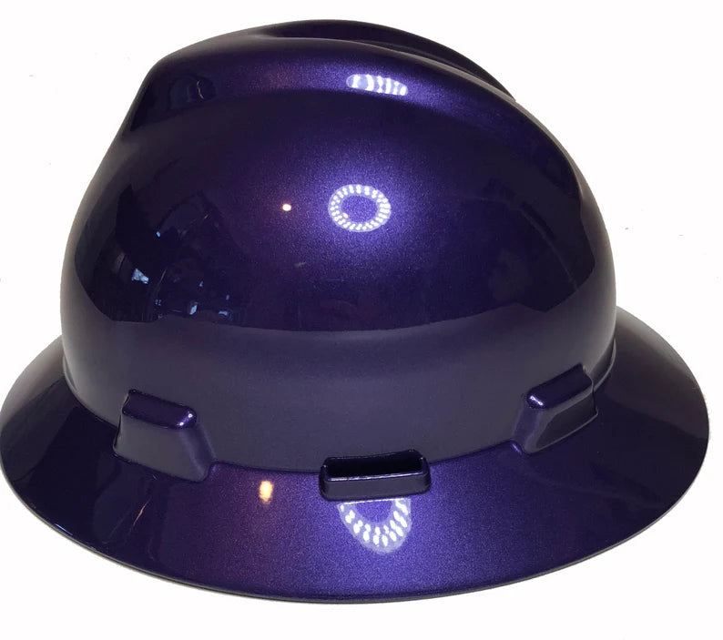 Custom Painted Hard Hat Plum Crazy Purple MSA V-Gard Full Brim