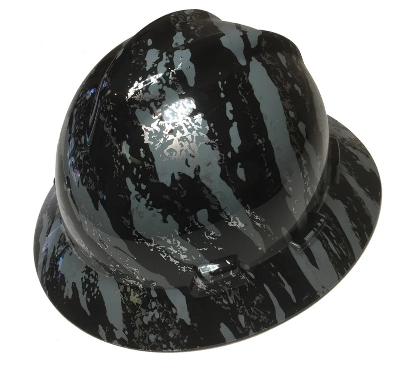 Hard Hat MSA V-Gard Full Brim Custom Gray Marble Splash