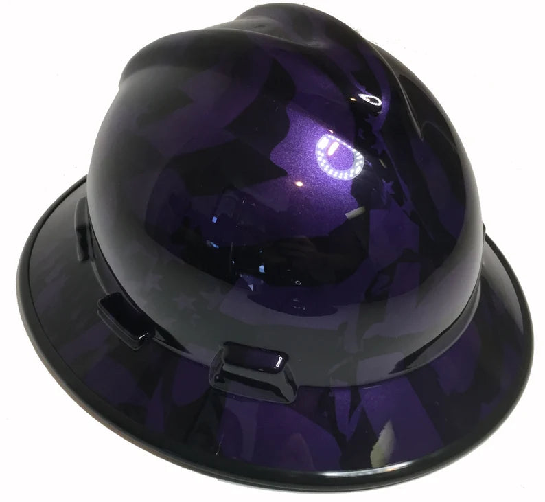 Custom Hard Hat Plum Crazy Purple Midnight American Flags