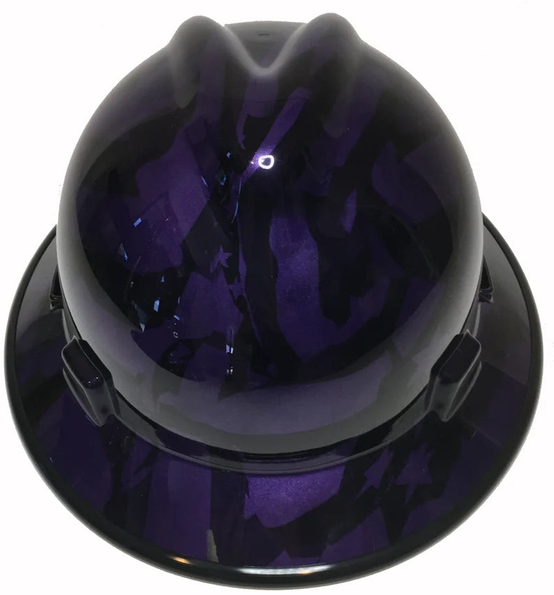 Custom Hard Hat Plum Crazy Purple Midnight American Flags