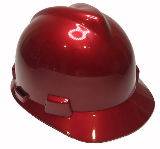 Custom Hard Hat Barcelona Red MSA VGard Cap Style