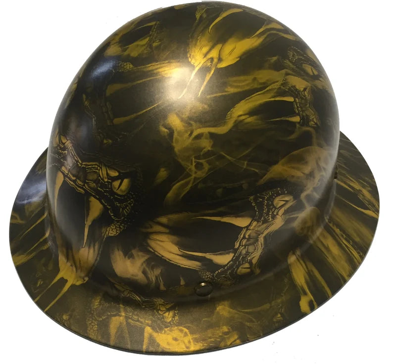 Custom Hard Hat Hydro Dipped HOK Gold Viper MSA SkullGard Full Brim