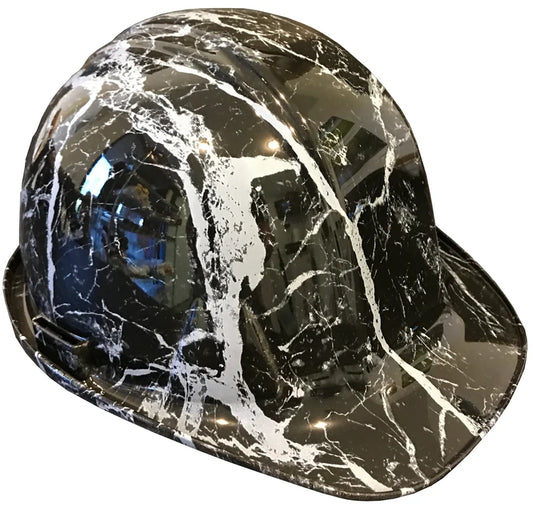 Hard Hat Pyramex SL Series Cap Style Custom Hydro Dipped Black Marble