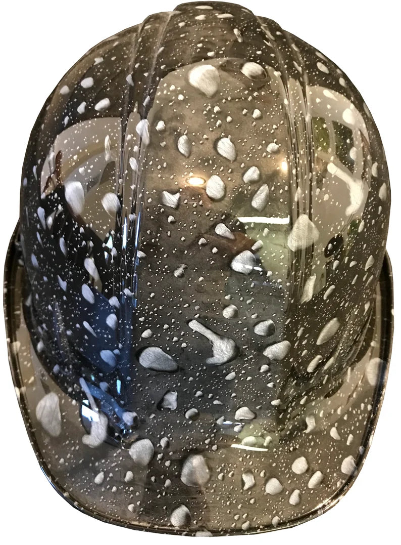 Custom Hydro Dipped Hard Hat SL Series Cap Style Custom Black Raindrops