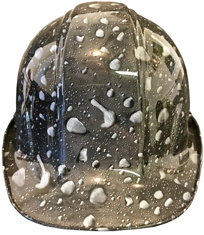 Custom Hydro Dipped Hard Hat SL Series Cap Style Custom Black Raindrops