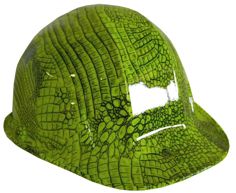 Hard Hat SL Series Cap Style Custom Hydro Dipped Hi Vis Green Gator Skin